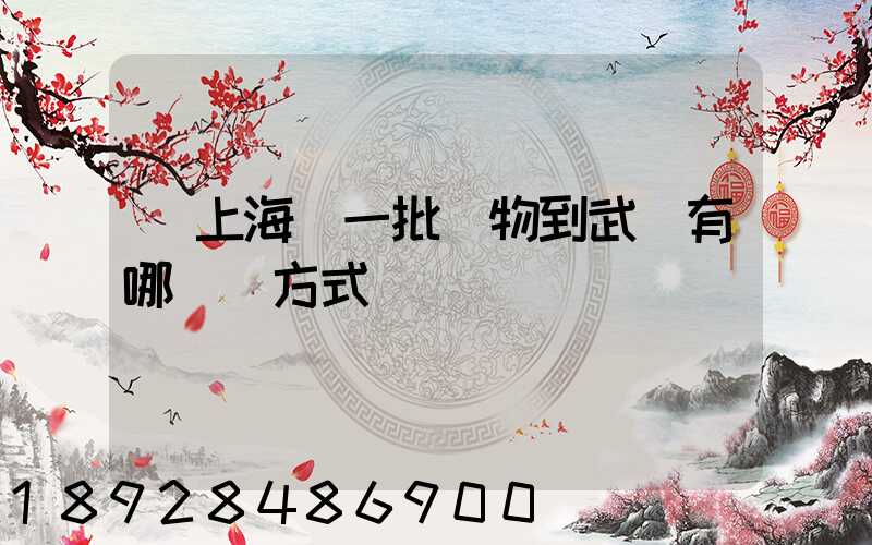 從上海運一批貨物到武漢有哪幾種方式