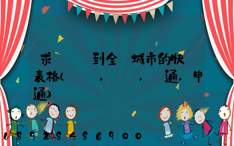 求張義烏到全國城市的快遞表格(順豐,韻達,圓通,申通)