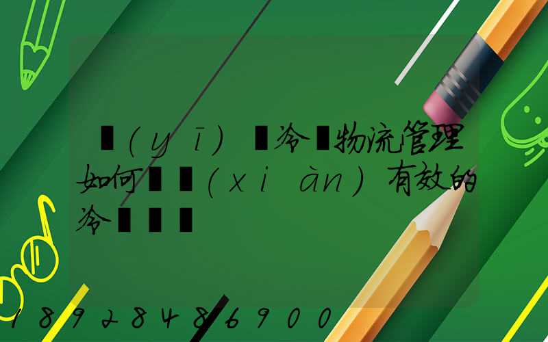 醫(yī)藥冷鏈物流管理如何實現(xiàn)有效的冷鏈運輸